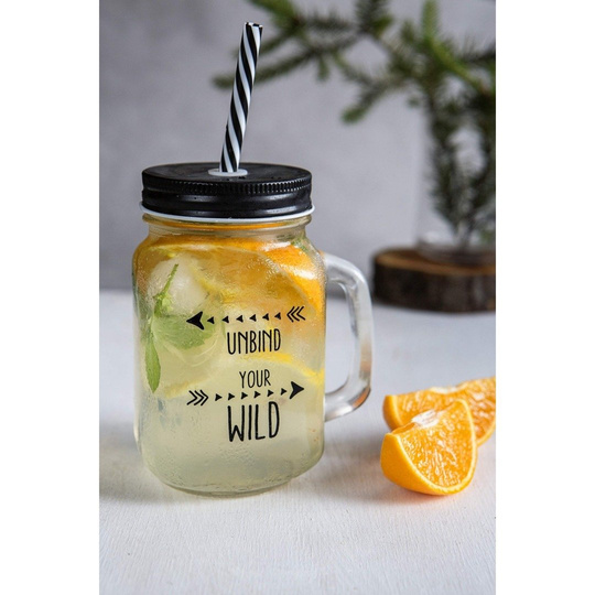 Słoik do picia ze słomką 450 ml Mia Natura Lis