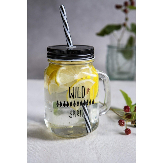 Słoik do picia ze słomką 450 ml Mia Natura Jeleń
