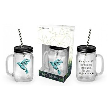 Słoik do picia ze słomką 450 ml Mia Natura Koliber