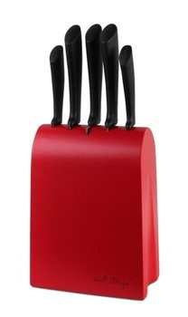 Komplet noży w bloku 5 szt. czerwony 900r