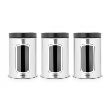 Pojemnik z okienkiem 3 szt. stal polerowana 24 72 86