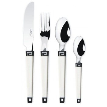 Komplet sztućców 24 szt. Enea biało czarny