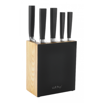 Zestaw 5 kutych noży w bloku FINO czarny