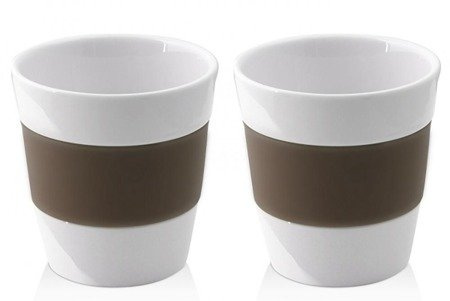 2 kubki porcelanowe z silikonem 250 ml brązowe Livio