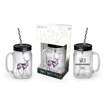 Słoik do picia ze słomką 450 ml Mia Natura Jeleń