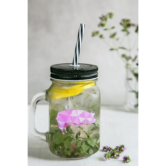 Słoik do picia ze słomką 450 ml Mia Natura Świnka