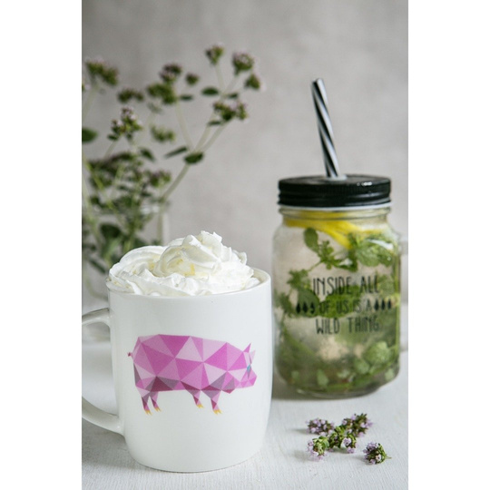 Słoik do picia ze słomką 450 ml Mia Natura Świnka